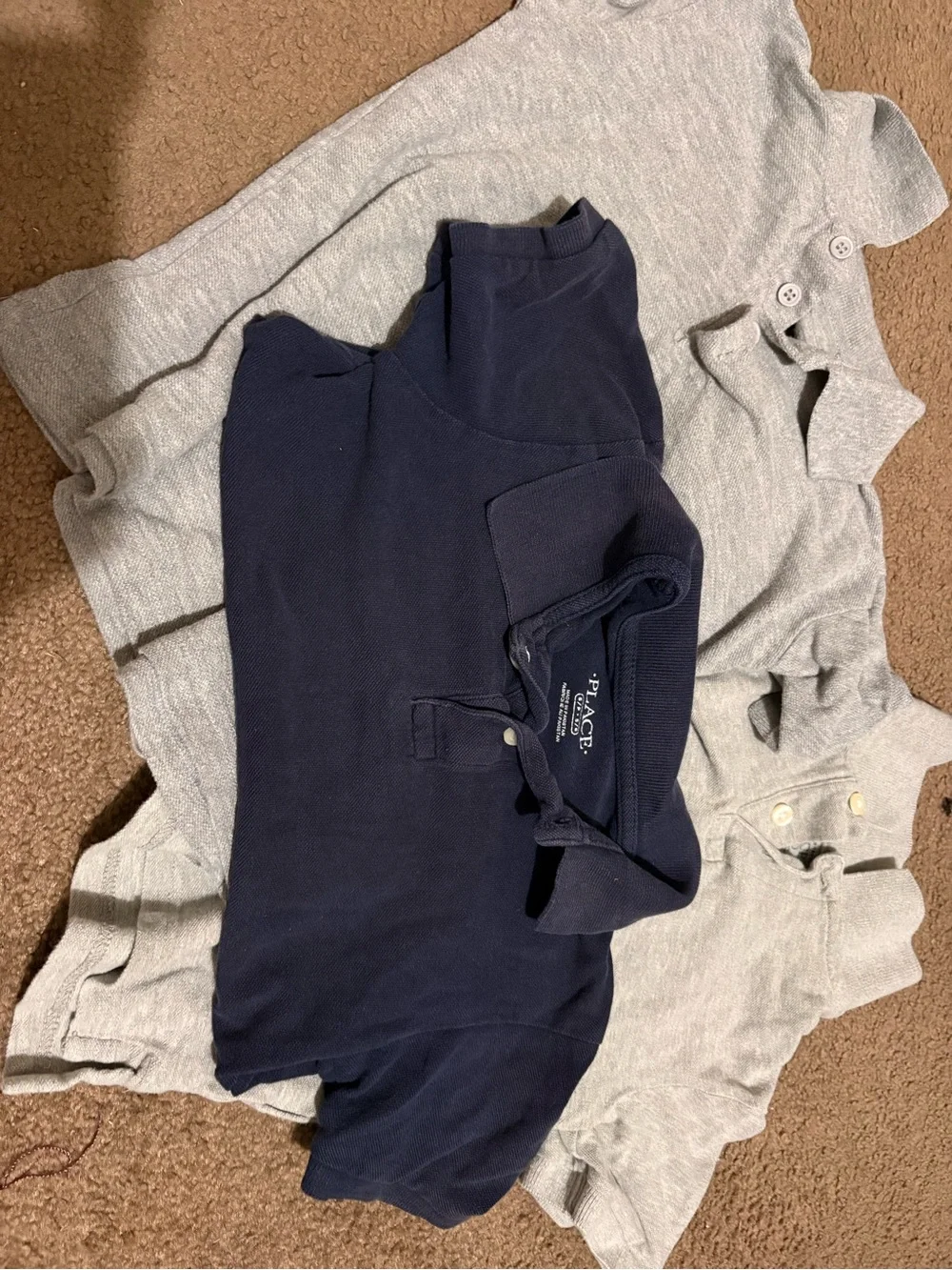 The Children's Place Navy Polo Top with Heather Gray Tees